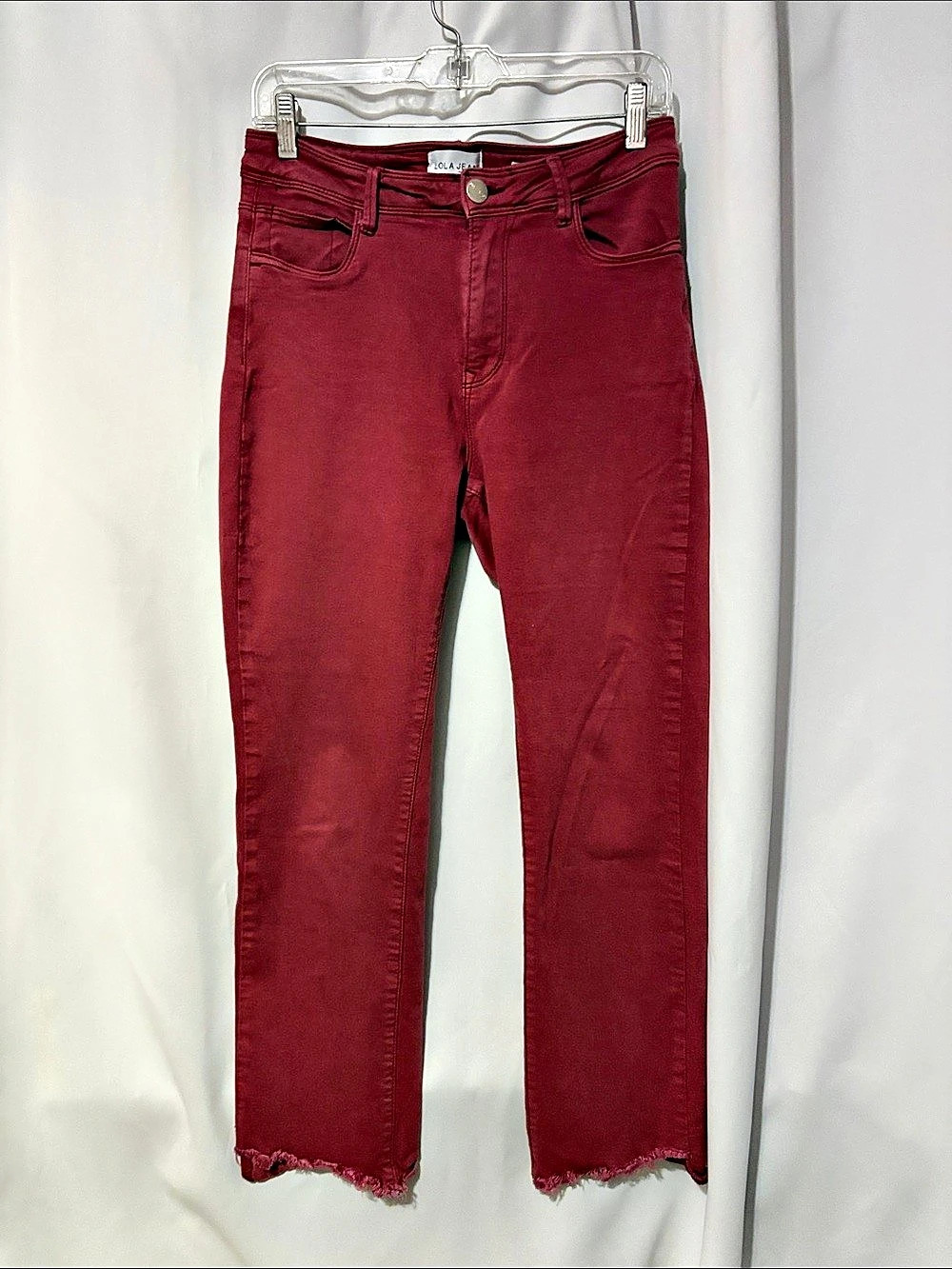 Lola Jeans Kate Mid High-Rise Ankle Jeans Burgundy Waist 28